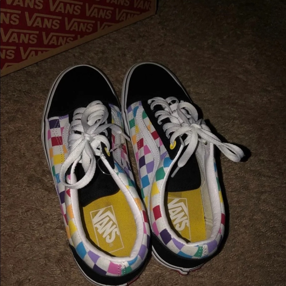 Checkerboard Rainbow Vans